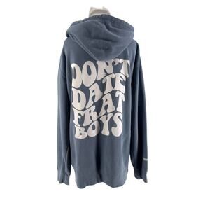 Barstool Sports Don't Date Frat Boys Dusty Blue Hoodie Sweatshirt Size Medium